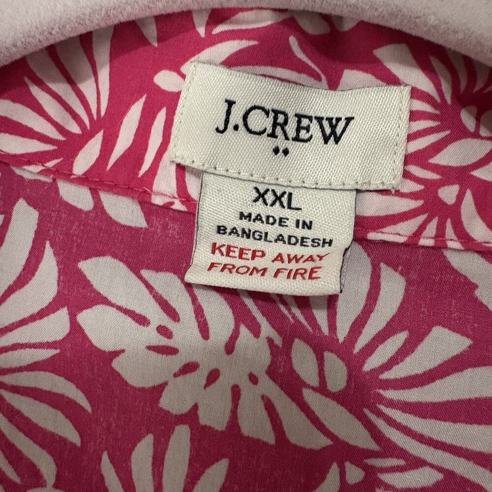 J Crew Pajama Short Set Womens XXL Pink Foliage Pocket Drawstring Lightweight - Picture 3 of 10
